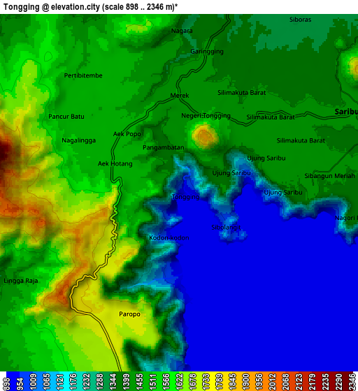 Zoom OUT 2x Tongging, Indonesia elevation map