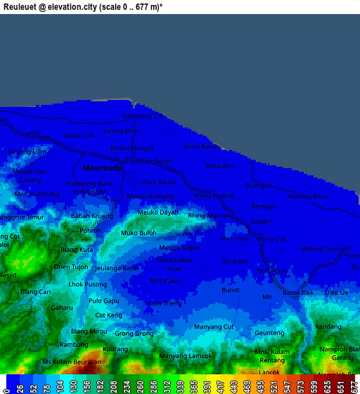 Zoom OUT 2x Reuleuet, Indonesia elevation map