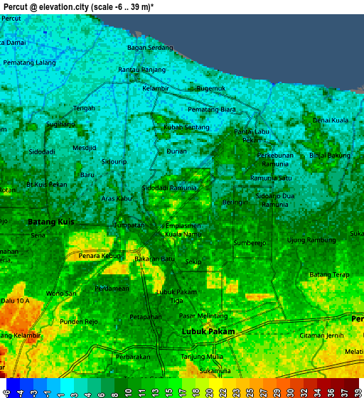 Zoom OUT 2x Percut, Indonesia elevation map