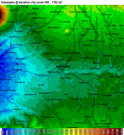 Zoom OUT 2x Kabanjahe, Indonesia elevation map