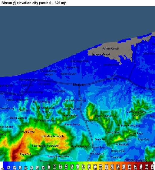 Zoom OUT 2x Bireun, Indonesia elevation map