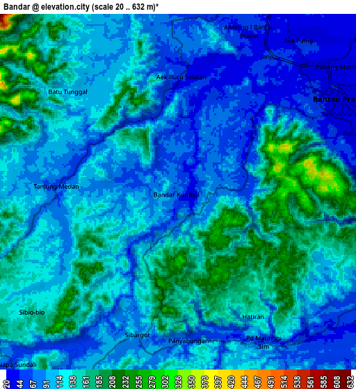 Zoom OUT 2x Bandar, Indonesia elevation map