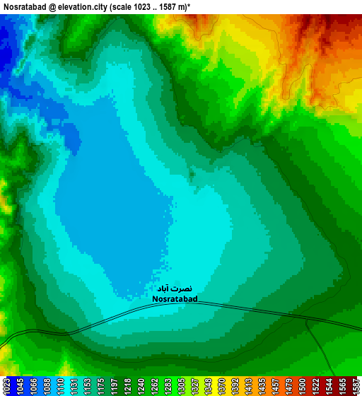 Zoom OUT 2x Noşratābād, Iran elevation map