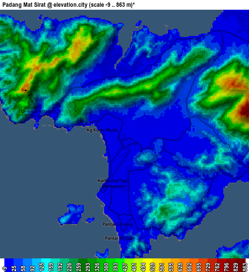 Zoom OUT 2x Padang Mat Sirat, Malaysia elevation map