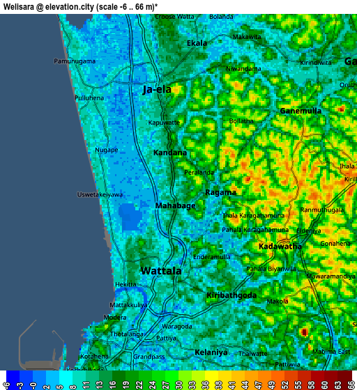 Zoom OUT 2x Welisara, Sri Lanka elevation map