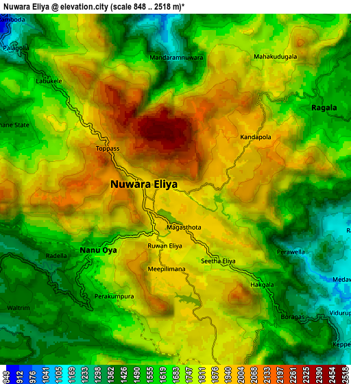 Zoom OUT 2x Nuwara Eliya, Sri Lanka elevation map