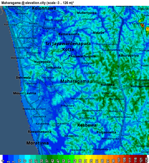 Zoom OUT 2x Maharagama, Sri Lanka elevation map