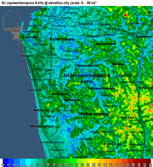 Zoom OUT 2x Sri Jayewardenepura Kotte, Sri Lanka elevation map