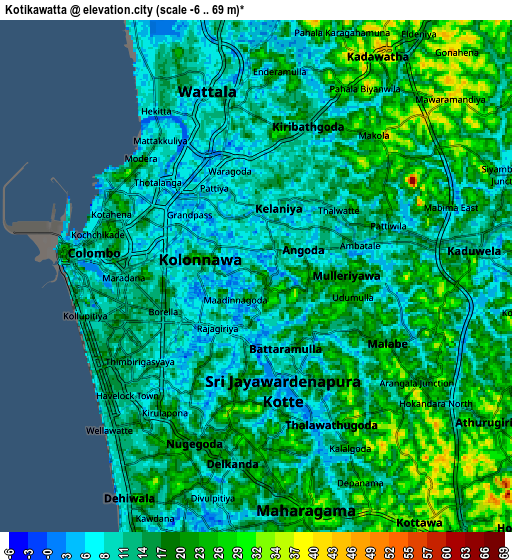 Zoom OUT 2x Kotikawatta, Sri Lanka elevation map