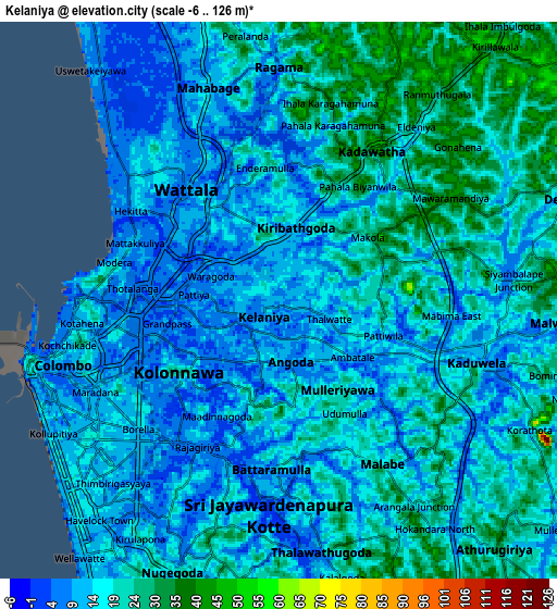 Zoom OUT 2x Kelaniya, Sri Lanka elevation map