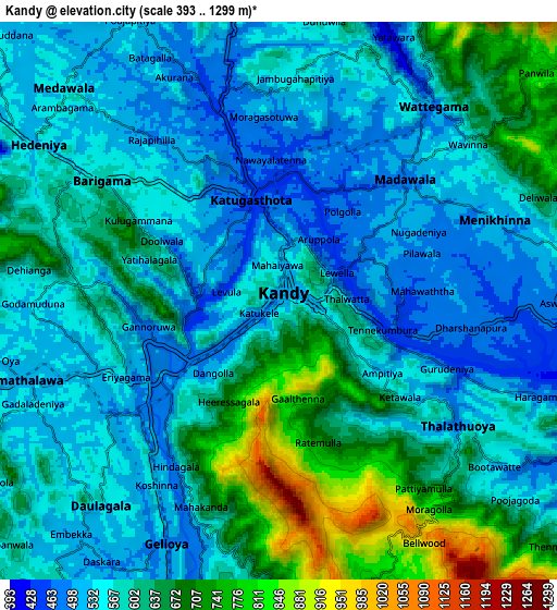 Zoom OUT 2x Kandy, Sri Lanka elevation map