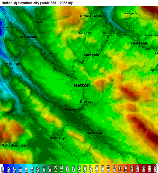 Zoom OUT 2x Hatton, Sri Lanka elevation map