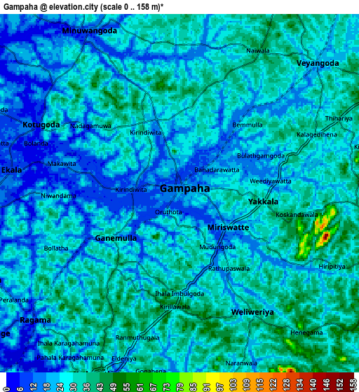 Zoom OUT 2x Gampaha, Sri Lanka elevation map