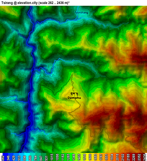 Zoom OUT 2x Tsirang, Bhutan elevation map