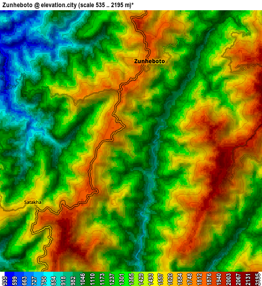 Zoom OUT 2x Zunheboto, India elevation map