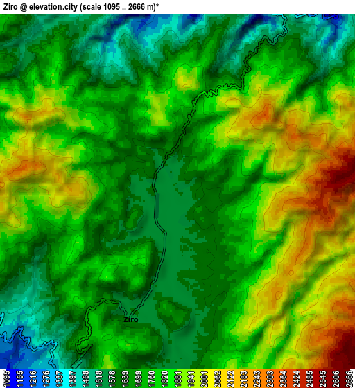 Zoom OUT 2x Ziro, India elevation map