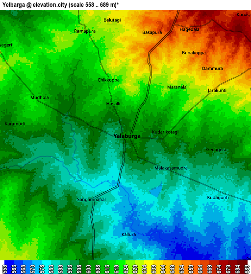 Zoom OUT 2x Yelbarga, India elevation map