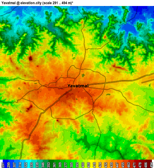 Zoom OUT 2x Yavatmāl, India elevation map