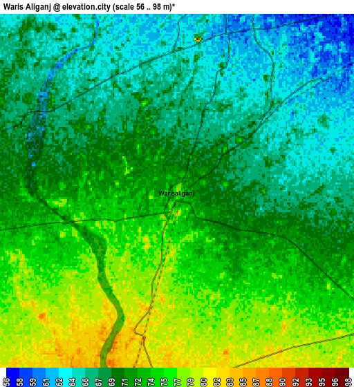 Zoom OUT 2x Wāris Alīganj, India elevation map