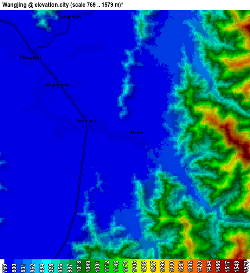 Zoom OUT 2x Wāngjing, India elevation map