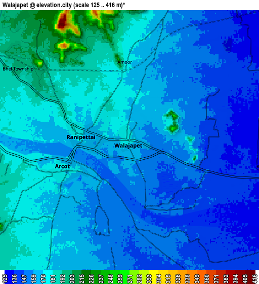 Zoom OUT 2x Walajapet, India elevation map