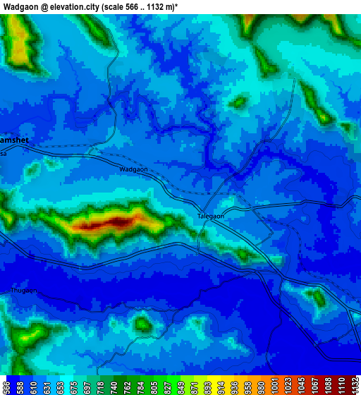 Zoom OUT 2x Wadgaon, India elevation map