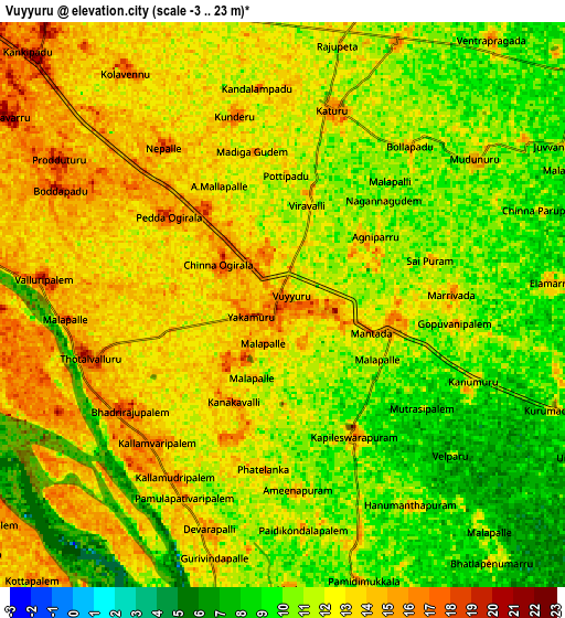 Zoom OUT 2x Vuyyūru, India elevation map