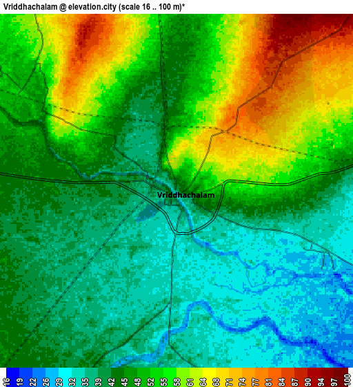 Zoom OUT 2x Vriddhāchalam, India elevation map