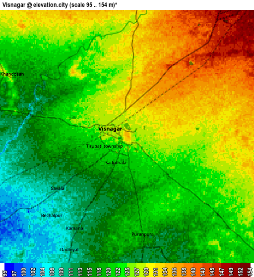 Zoom OUT 2x Visnagar, India elevation map