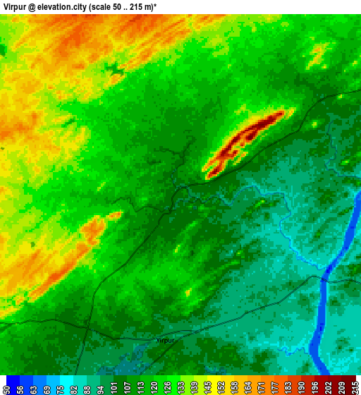 Zoom OUT 2x Virpur, India elevation map