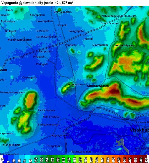 Zoom OUT 2x Vepagunta, India elevation map