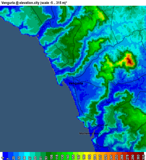 Zoom OUT 2x Vengurla, India elevation map