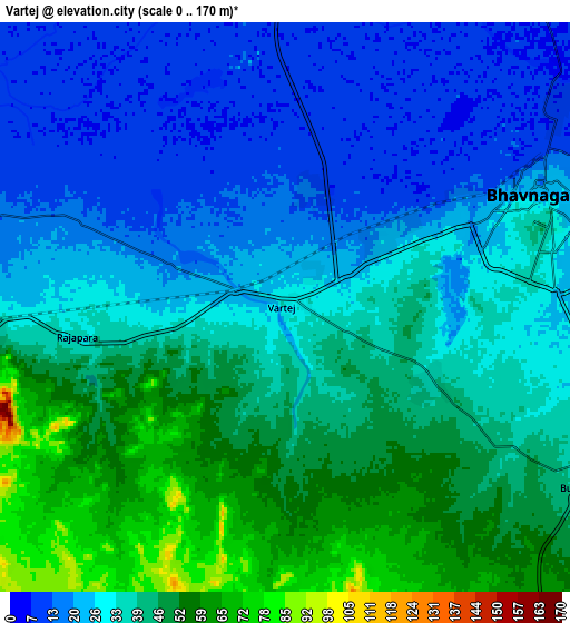 Zoom OUT 2x Vartej, India elevation map