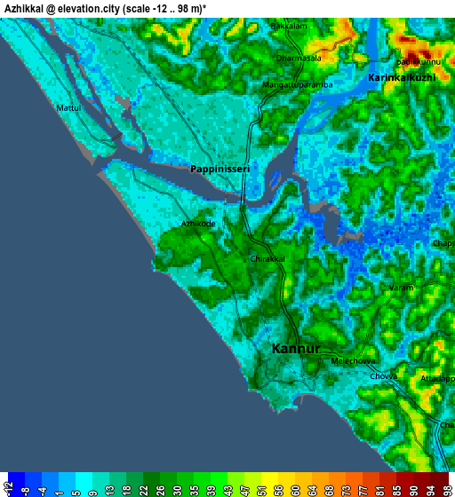 Zoom OUT 2x Azhikkal, India elevation map