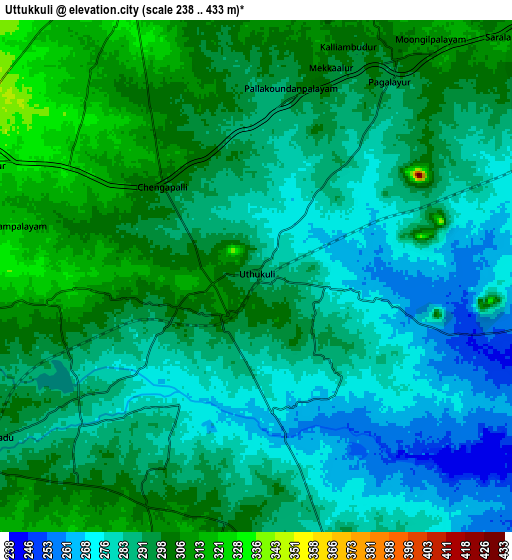 Zoom OUT 2x Ūttukkuli, India elevation map