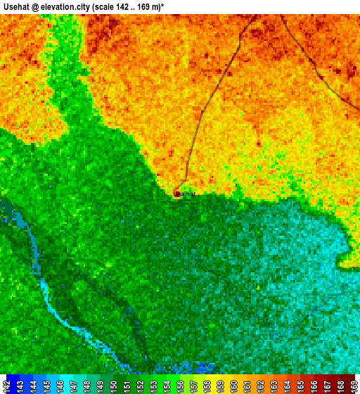 Zoom OUT 2x Usehat, India elevation map