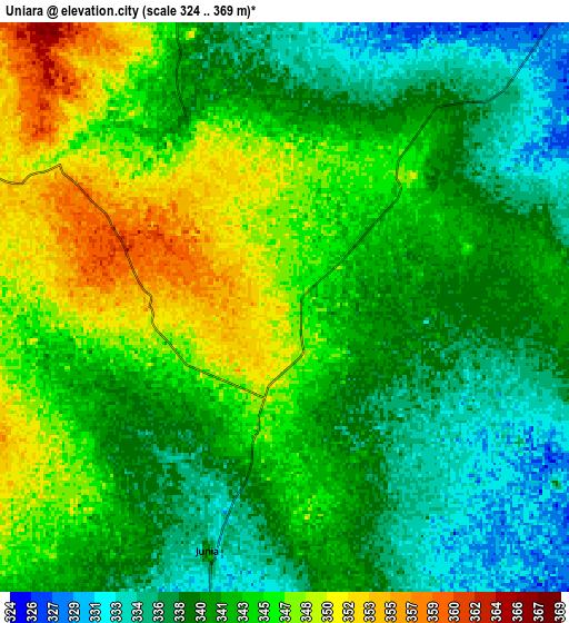 Zoom OUT 2x Uniāra, India elevation map