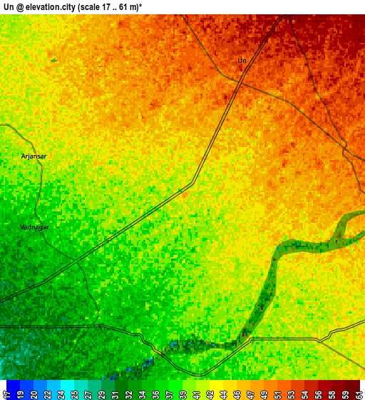 Zoom OUT 2x Un, India elevation map