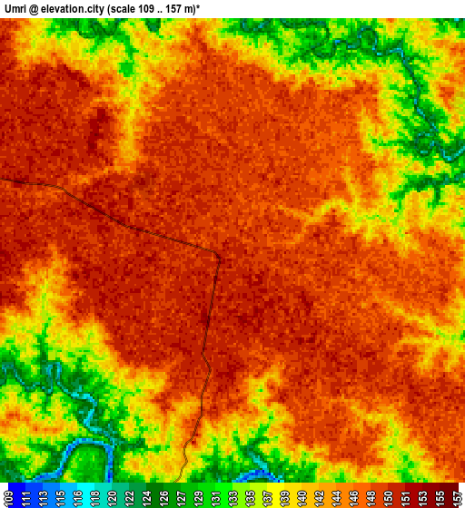 Zoom OUT 2x Umri, India elevation map