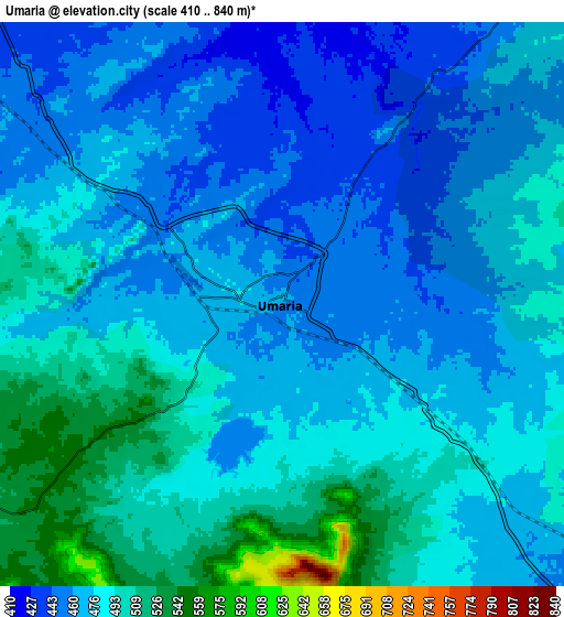 Zoom OUT 2x Umaria, India elevation map