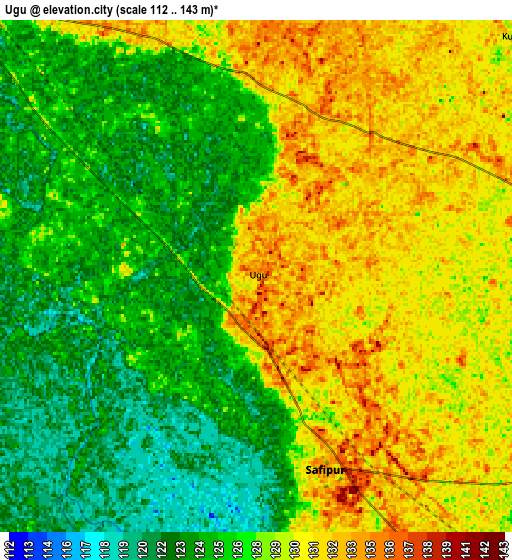 Zoom OUT 2x Ugu, India elevation map