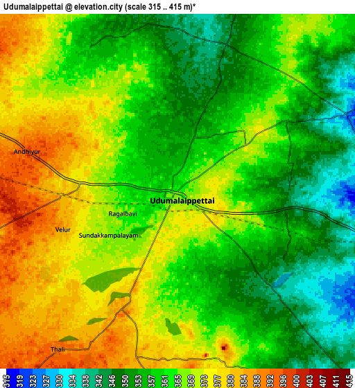 Zoom OUT 2x Udumalaippettai, India elevation map