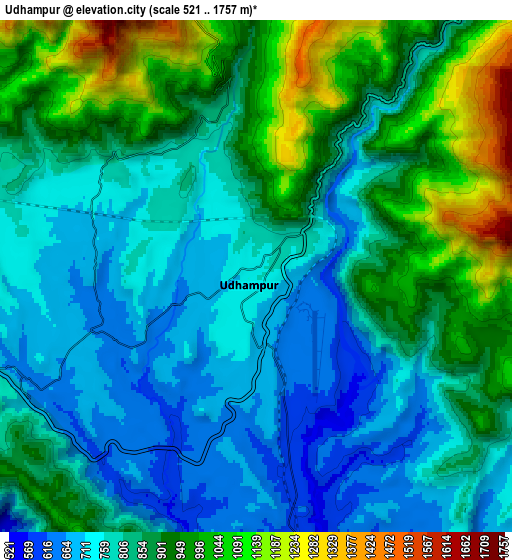 Zoom OUT 2x Udhampur, India elevation map
