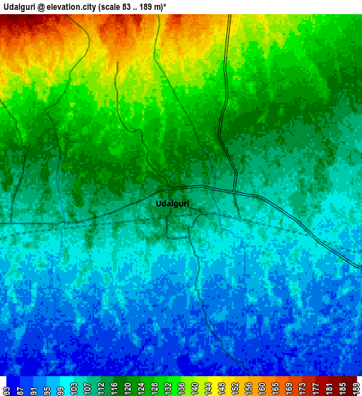 Zoom OUT 2x Udalguri, India elevation map