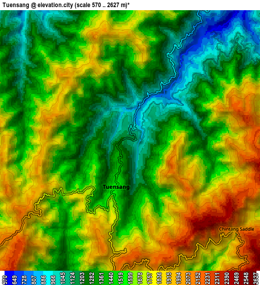 Zoom OUT 2x Tuensang, India elevation map