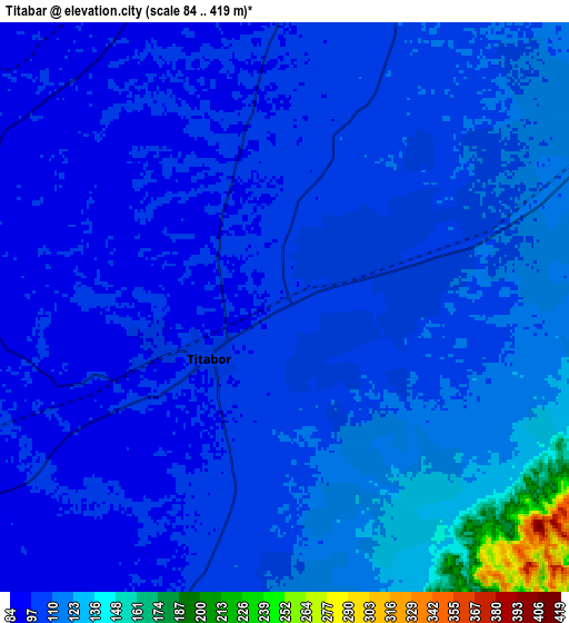 Zoom OUT 2x Titābar, India elevation map