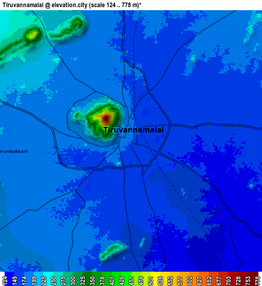 Zoom OUT 2x Tiruvannāmalai, India elevation map