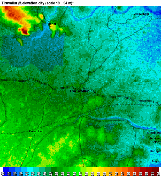 Zoom OUT 2x Tiruvallur, India elevation map