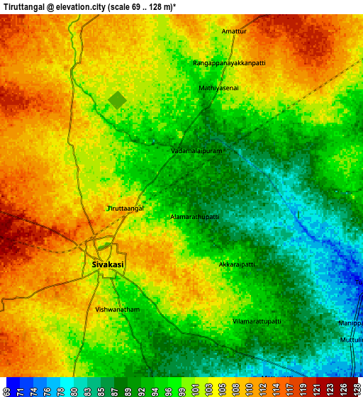 Zoom OUT 2x Tiruttangal, India elevation map