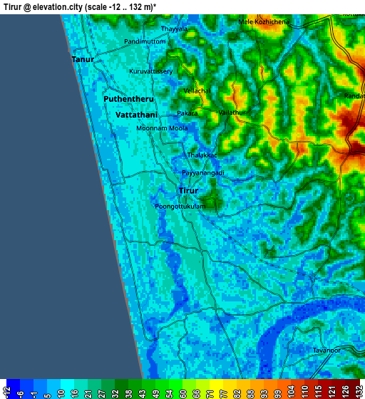 Zoom OUT 2x Tirur, India elevation map